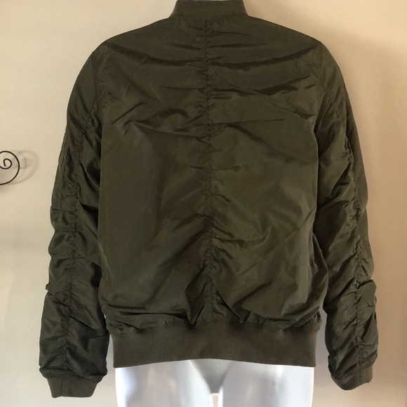 American Rag M Flight Bomber Jacket Zip Up Punk Old School Green Grunge NWOT - Picture 9 of 16